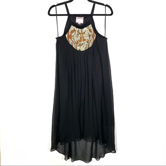 Romeo & Juliet Couture black sequined chiffon knee length halter dress medium M - Picture 1 of 7
